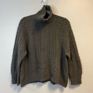 Vince Sweater Grey-Green Wool & Cashmere Blend Cableknit Turtleneck Sz M GUC